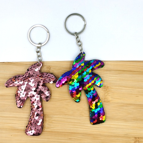 color reflective sequin keychain European and American fashion coconut tree pendant  NHDI496196's discount tags