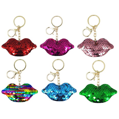 cute lips bag pendant double-sided reflective sequin keychain  NHDI496194's discount tags