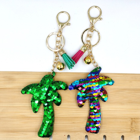 Creative keychain double-sided reflective sequins coconut tree pendant NHDI496197's discount tags