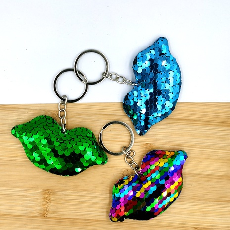 double-sided reflective sequin keychain sexy lips heart pendant  NHDI496191's discount tags