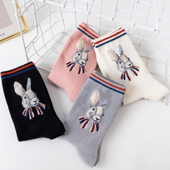 Kaninchen süße Socken Mittelrohr Baumwollsocken Herbst einfarbige Socken