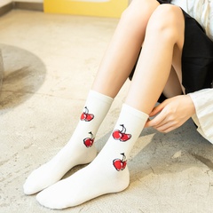 calcetines blancos cereza calcetines de tubo calcetines de algodón de moda primavera y otoño transpirables