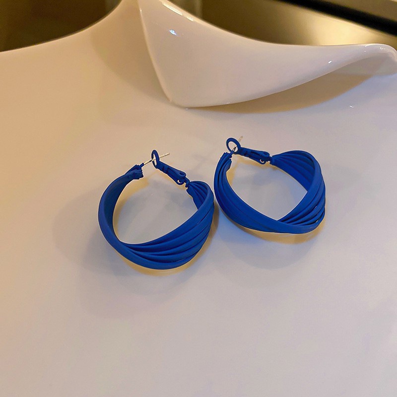 Silberne Nadel koreanische blaue mehrschichtige NischeTemperamentOhrringe Ohrringe Frauen