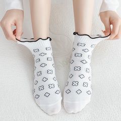 spring and summer thin cotton socks cute black white lace socks