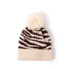 New Korean striped fur ball warm and cold knitted hat