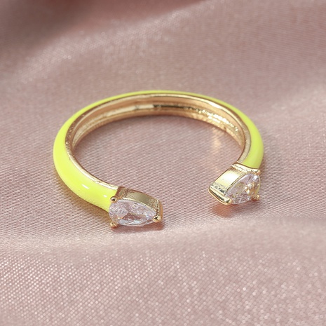 18KGP retro fashion enamel yellow zircon ring women's discount tags