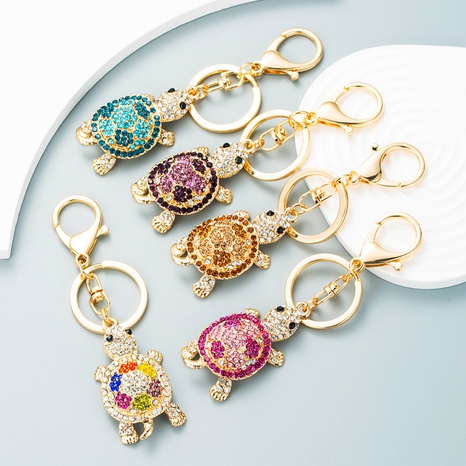 fashion color diamond cute tortoise creative metal keychain pendant car pendant's discount tags