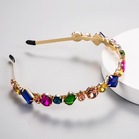 fashion color headband simple inlaid stained glass alloy headband  NHLN498556's discount tags