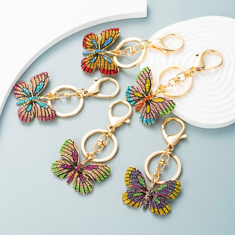 new key chain creative butterfly full diamond alloy key chain pendant fashion bag ornament  NHLN507051's discount tags