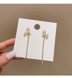 Korean long pearl zircon tassels 2021 new personality earrings