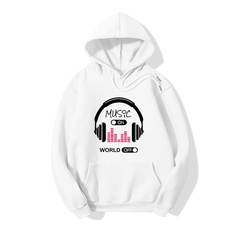 Hooded Personalized Music Headphone Printed Long Sleeve Fleece Sweatshirt