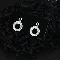 fashion hollow geometric inlaid zircon copper premium earrings