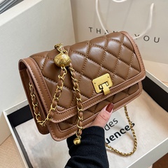 autumn and winter new fashion texture rhombic chain messenger small square bag