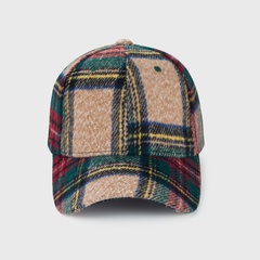 Woolen plaid autumn winter warm baseball cap fashion sun visor