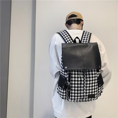 Version coréenne du sac à dos à carreaux de grande capacité de style hip-hop sac à dos automne et hiver en gros