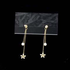 fashion long tassel flower pendant copper earrings