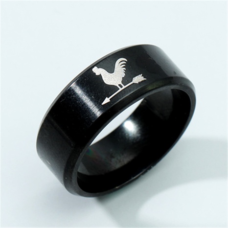 316 titanium steel ring men's rooster pattern ring's discount tags