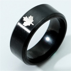 316 titanium steel ring men's maple leaf pattern ring
