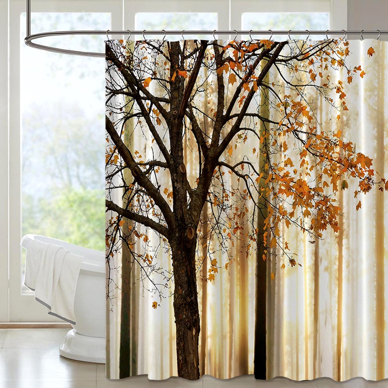 Cortina de impresin de cortina de ducha de polister de dibujo a mano alzada de 180 mm de ancho