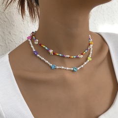 ethnic handmade beaded flower pearl necklace