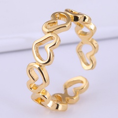 Fashion Concise Hollow Heart to Heart Personality Copper Open Ring