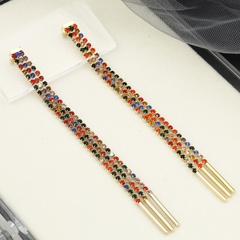 fashion personality European and American color diamond long copper earrings