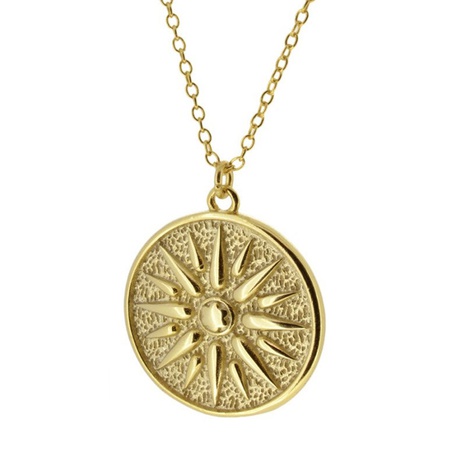 European and American baroque sun relief round medal copper pendant fashion necklace NHFAY498625's discount tags