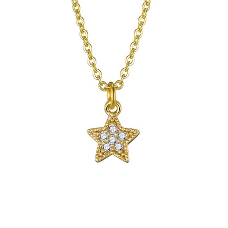 fashion star inlaid zircon necklace simple five-pointed star clavicle chain NHFAY498626's discount tags