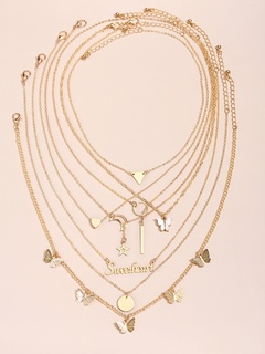 collier de combinaison multi-pièces de chaîne de perles de pendentif de papillon en forme de coeur populaire de mode