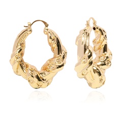 Irregular pure copper earrings European and American simple geometric earrings female