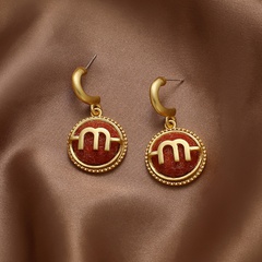 Retro letter m geometric circle earrings fashion metal round earrings