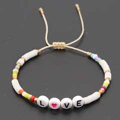 new style Bohemian soft pottery rainbow glass beaded small bracelet