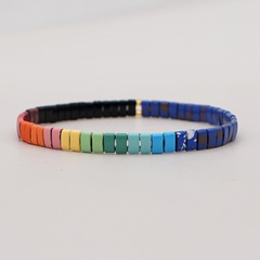 new bohemian style iron gallstone beaded rainbow stacked small bracelet
