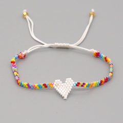 new style Bohemian heart rainbow beaded woven small bracelet