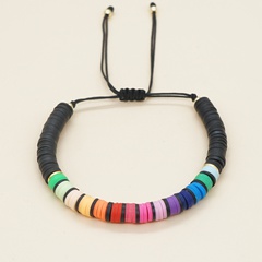 new style bohemian soft pottery rainbow gradient stacking bracelet