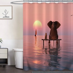 rideau de douche coucher de soleil en polyester imperméable à l'eau