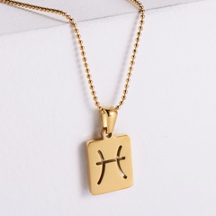 Stainless Steel Square Brand Electroplating 18k Gold Simple Twelve Constellation Necklace