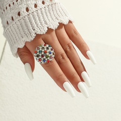 Fashion niche creative design alloy ring retro exaggerated diamond pearl flower ring