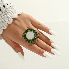 Simple retro ethnic style enamel drip flower ring Korean fashion new adjustable ring