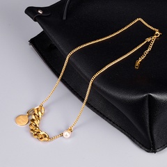 wholesale irregular titanium steel clavicle chain simple pearl trend new necklace