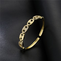 fashion new product copper-plated 18K gold micro-inlaid zircon pig nose bracelet