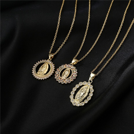 Bijoux religieux en cuivre micro-incrusté de cuivre au design classique nouveau collier Vierge Marie's discount tags
