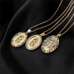 copper micro-inlaid zircon religious jewelry golden necklace Maria pendant