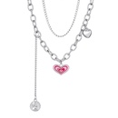doublelayer pink heart European and American creative coin stacking tassel necklacepicture8