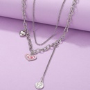 doublelayer pink heart European and American creative coin stacking tassel necklacepicture9