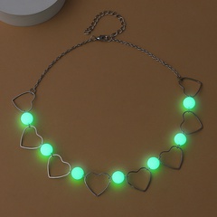 European and American Creative Fashion Heart Short Clavicle Chain Luminous Bead Necklace