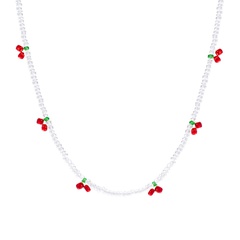 European and American creative beaded cherry necklace short necklace