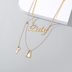 new niche lock key clavicle chain fashion baby letter multi-layered necklace accessories