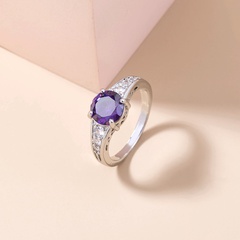 Anillo de mujer de lujo ligero coreano anillo de cobre pulsera violeta de circonio con incrustaciones simples