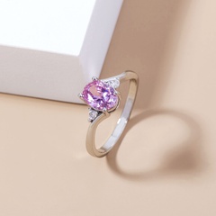 2021 creative new simple pink zircon ring creative micro-inlaid copper ring